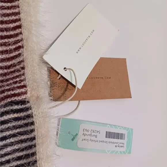 NWT infinity scarf Neva Colorblock Striped Burgundy Look by M/Stitch Fix NEW - Picture 3 of 7